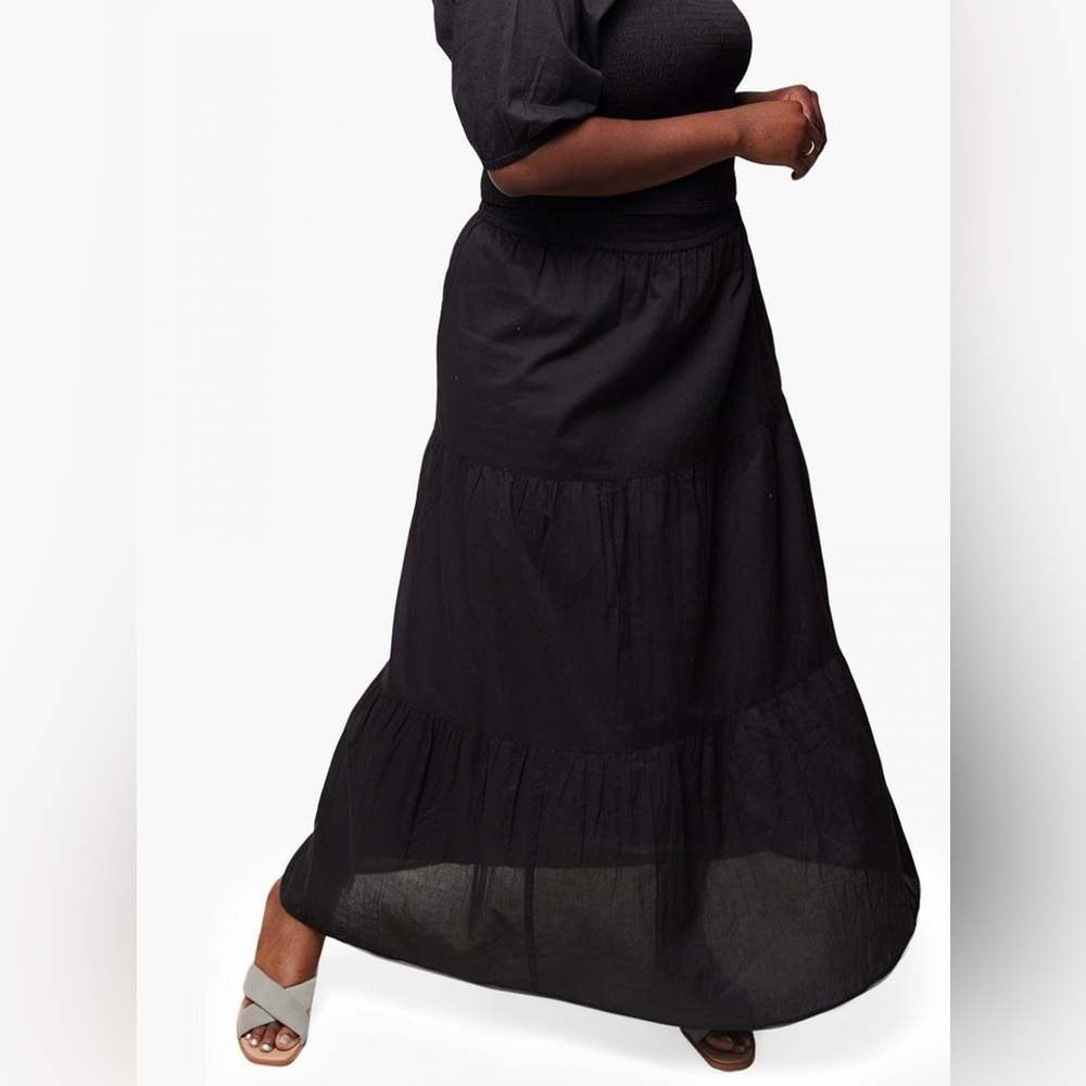ABLE Harper Tiered Maxi Skirt in Black Size XXL